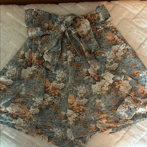 SHEIN Floral High Waist Shorts - Blue and Orange